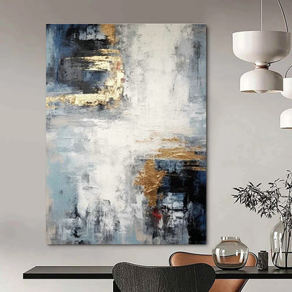 Blue - Gold Abstract Painting for Living Room & Dining Room DLZ0366