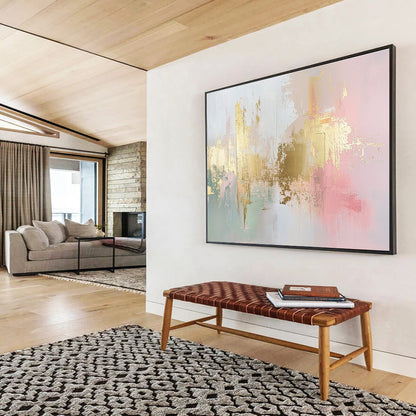 Gold - Accented Pastel Abstract Art for Chic Home Office & High - End Café SC283