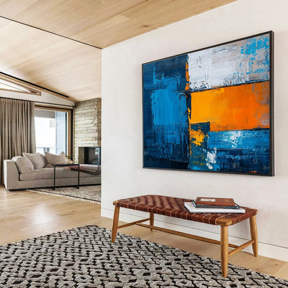 Blue - Orange Geometric Abstract Art for Industrial Loft Living Rooms DLZ2657