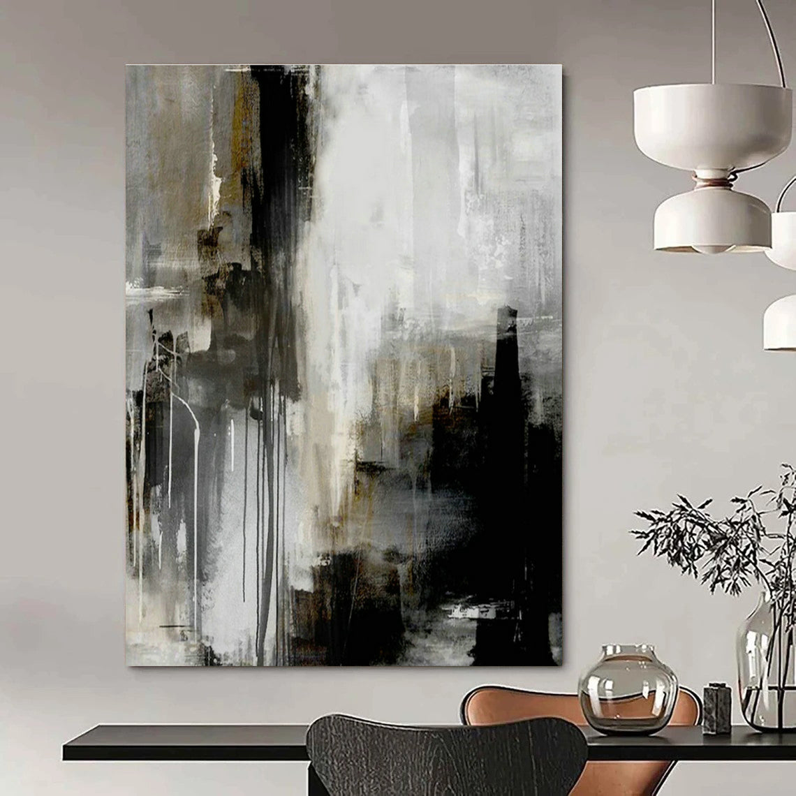 Gray - Black Abstract Art for Industrial Loft & Contemporary Office DLZ2035