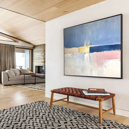 Pink - Blue - Gold Abstract for Boutique Hotel Room & Art - Themed Café SC025