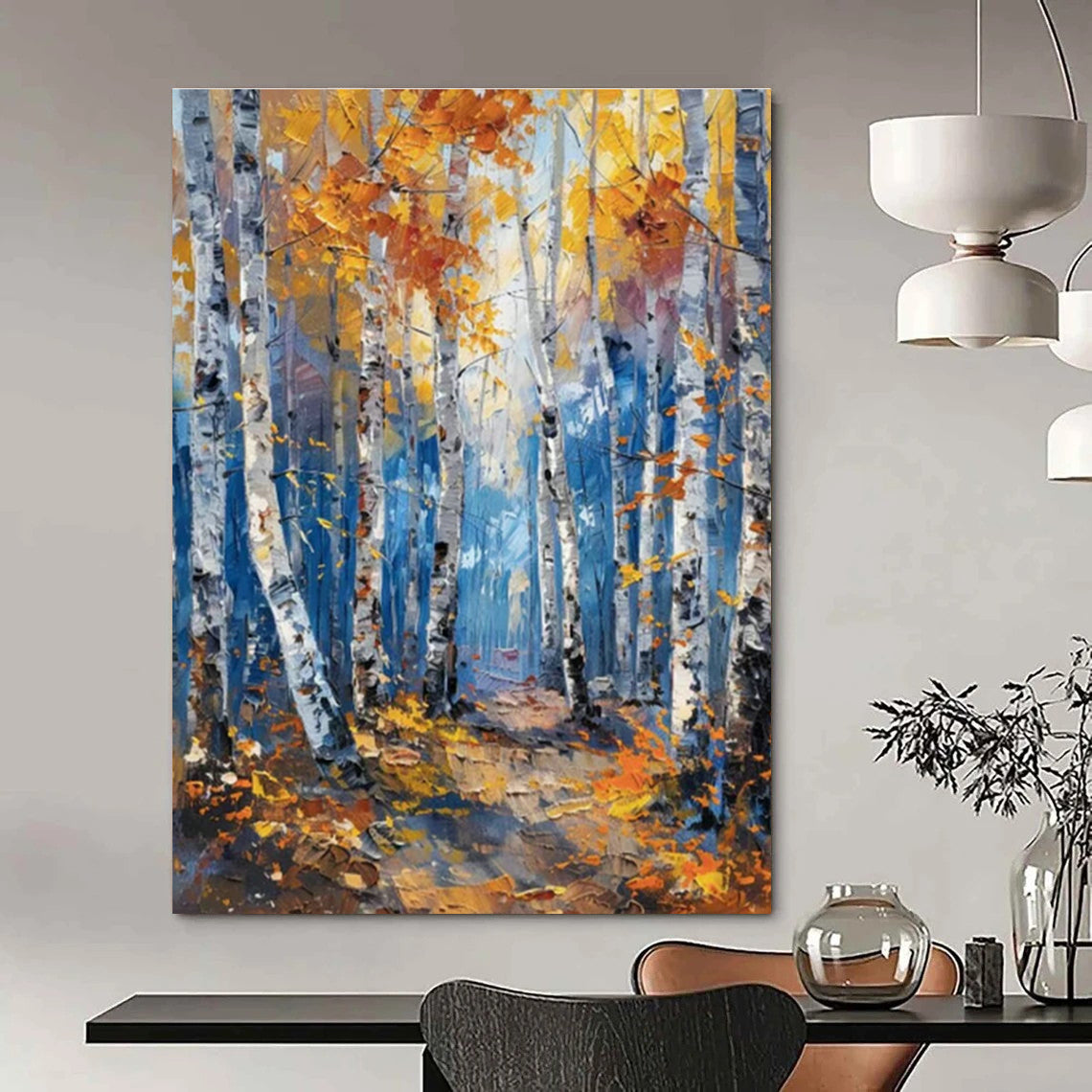 Autumn Birch Forest Art for Cabin in the Woods & Nature - Lover’s Library DLZ1413