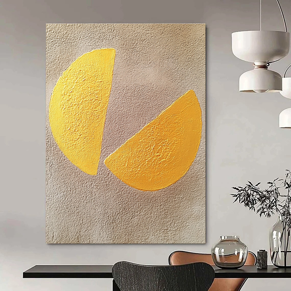 Yellow Semicircles Playful Abstract Art for Child’s Bedroom & Cheerful Home Kitchen STSC1456