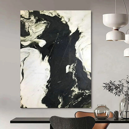 Black - White Marble - Patterned Abstract Art for Luxury Hotel Lobby & Modern Office DLZ1054