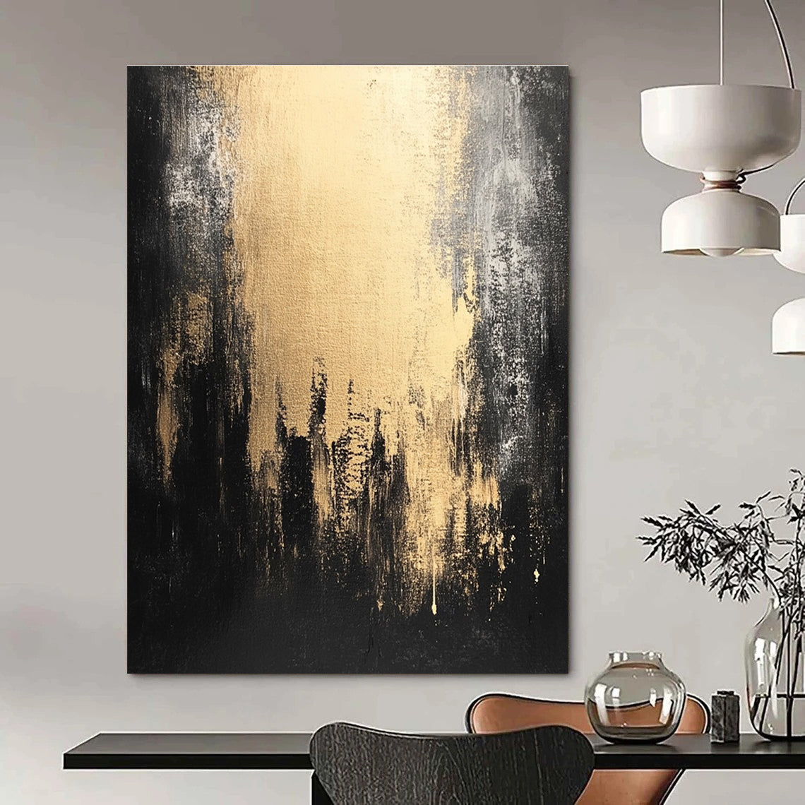 Gold and Black City Silhouette for Elegant Bedroom & Art - Centric Living Room STSC228