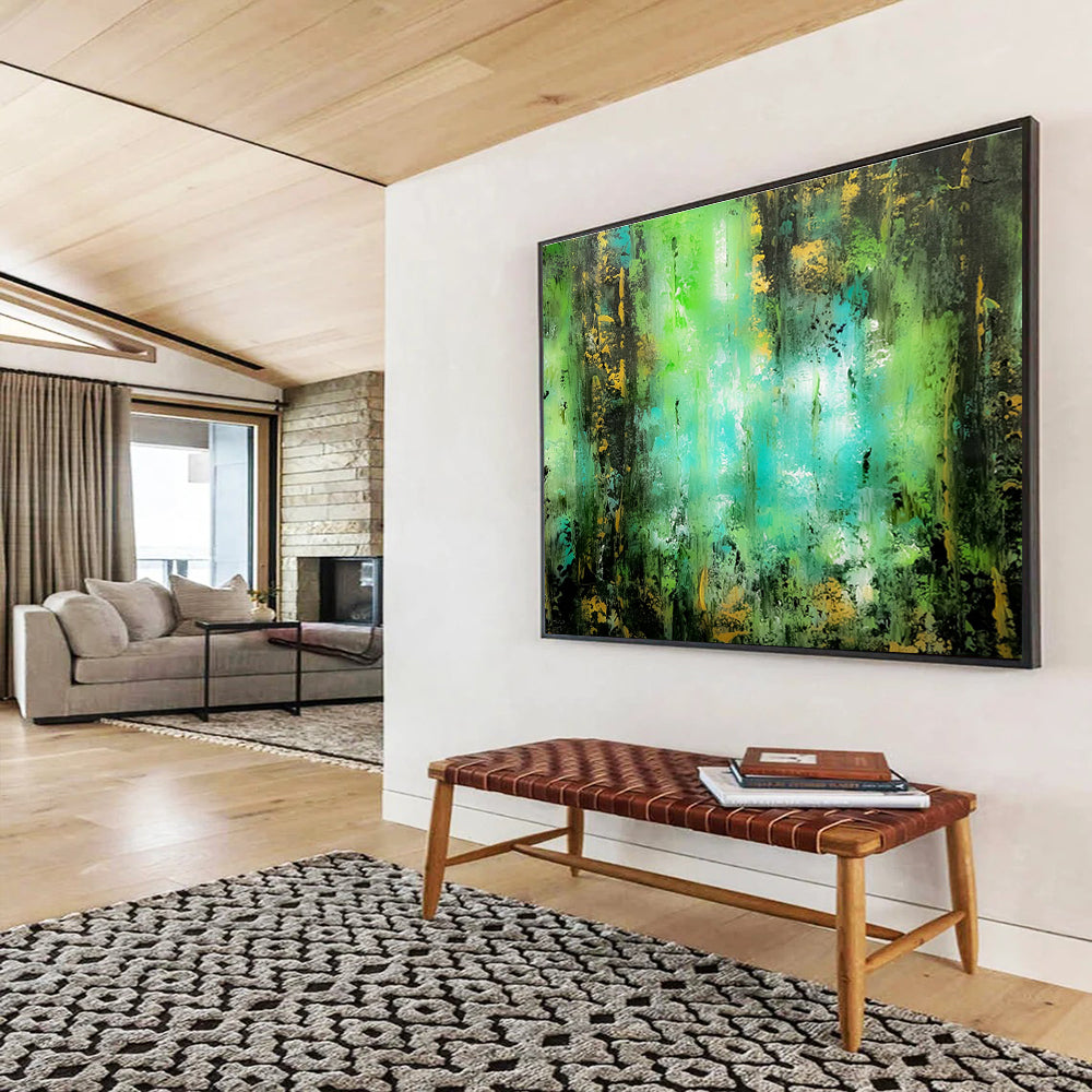 Green & Gold Abstract Art for Luxury Hotel Spa Relaxation Areas DLZ3305