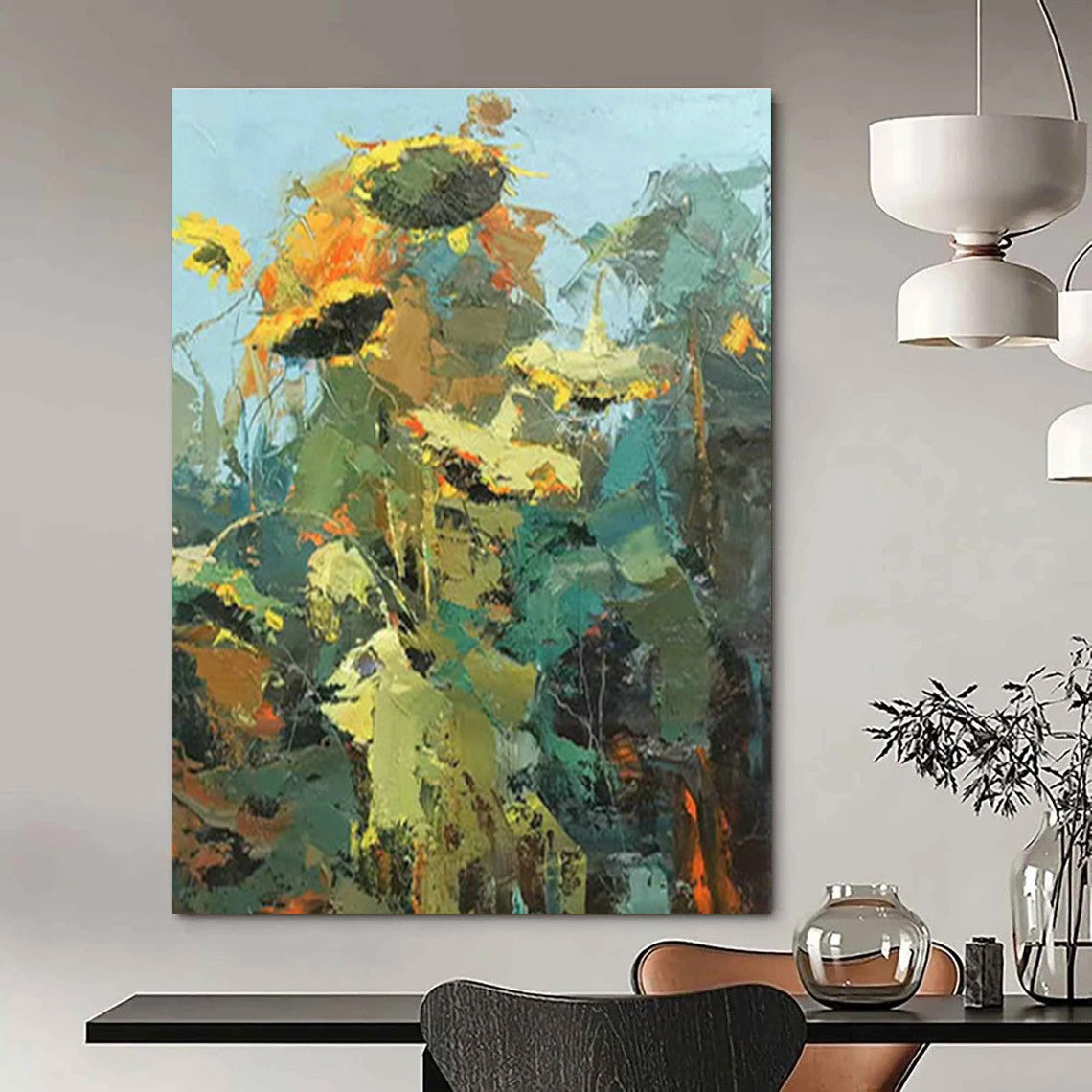 Abstract Sunflower Art for Garden - Themed Restaurant & Florist Shop DLZ1052