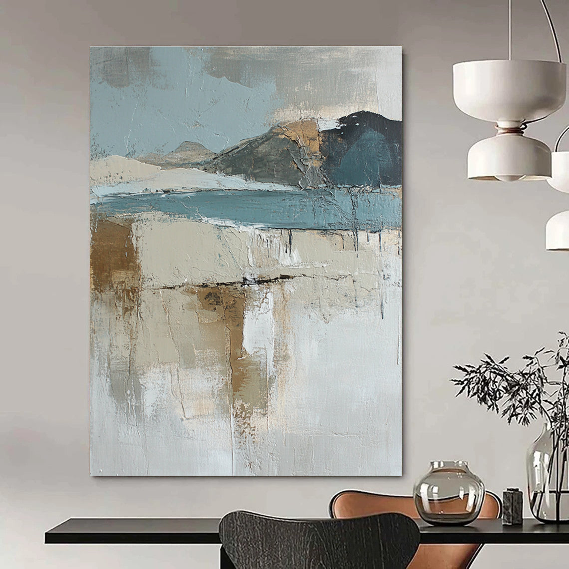 Textured Landscape with Muted Tones Art for Minimalist Home Library & Art - Inspired Meditation Space STSC145