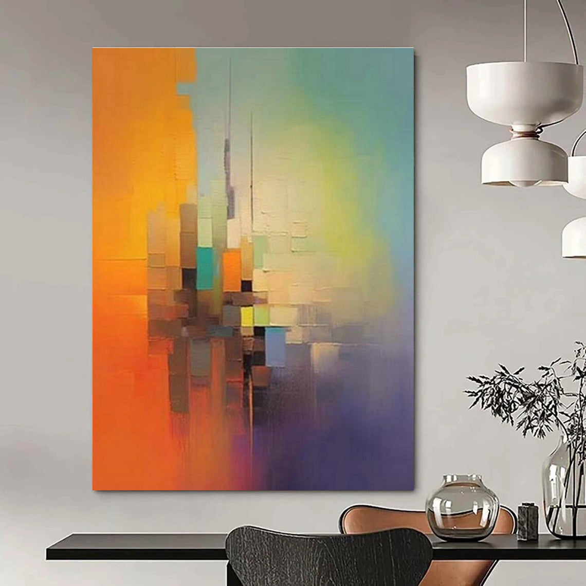 Colorful City Abstract Painting for Office & Living Room DLZ0363