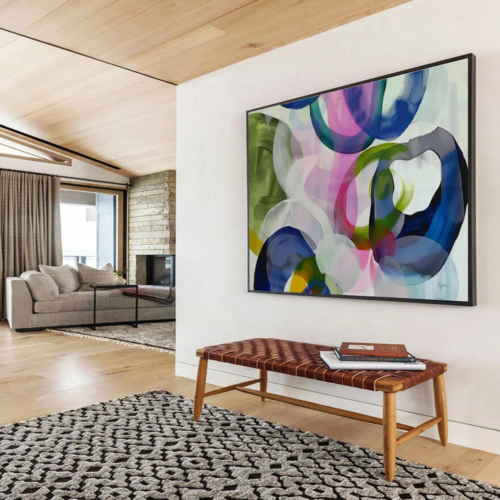 Colorful Circular Abstract Art for Eclectic Dining Area DLZ2857