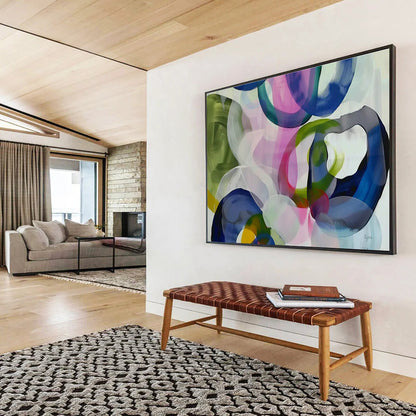 Colorful Circular Abstract Art for Eclectic Dining Area DLZ2857