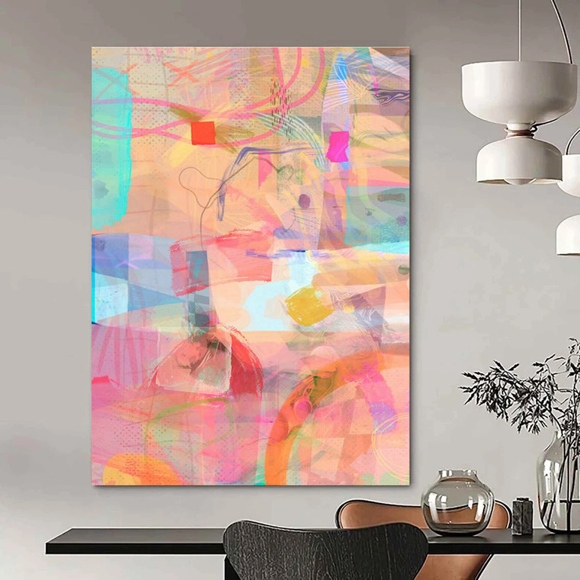 Pink - Toned Abstract Art for Feminine Fashion Studio Lounges DLZ0162