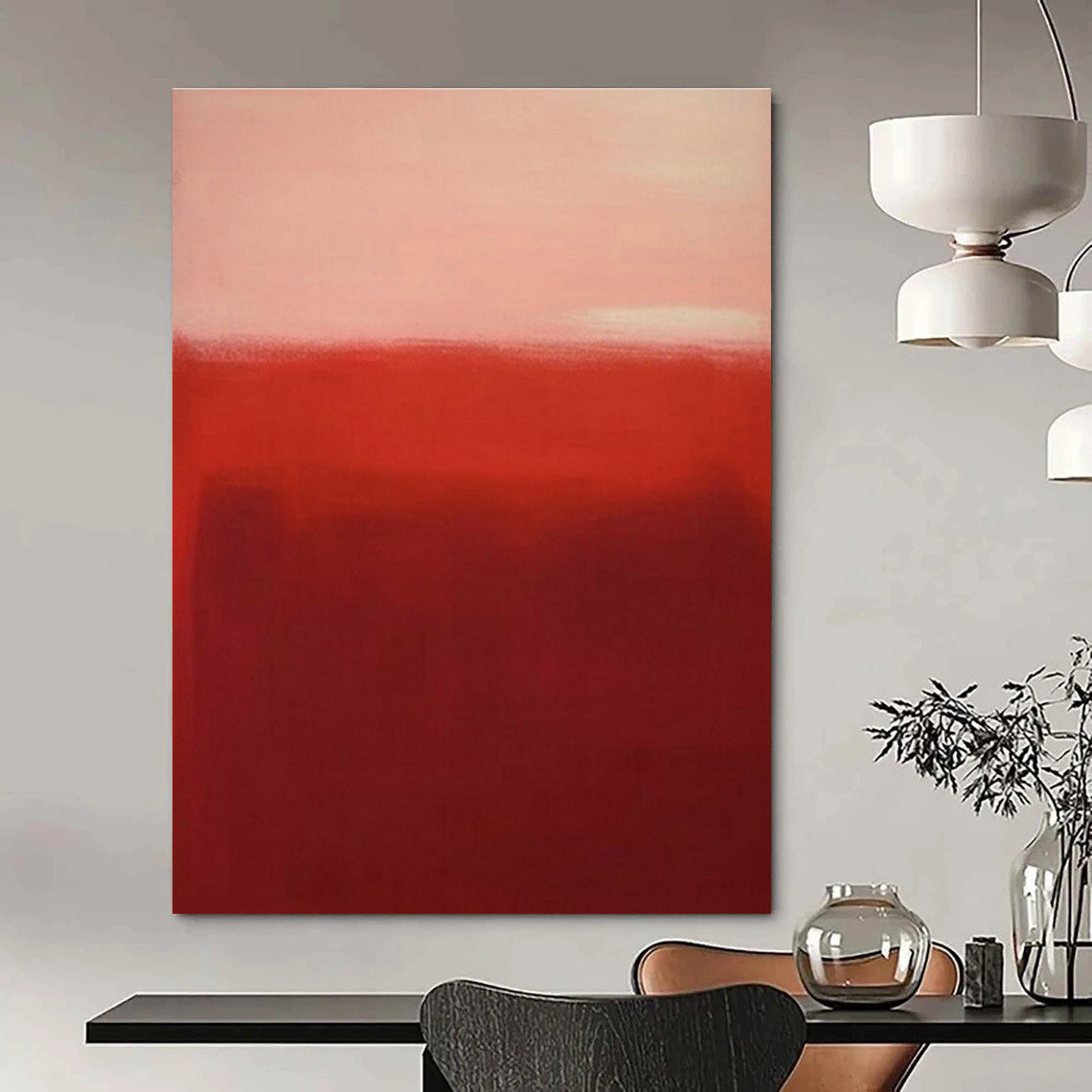 Gradient Red Abstract Art for Luxury Hotel Suite & Art Deco Home Bedroom DLZ1624