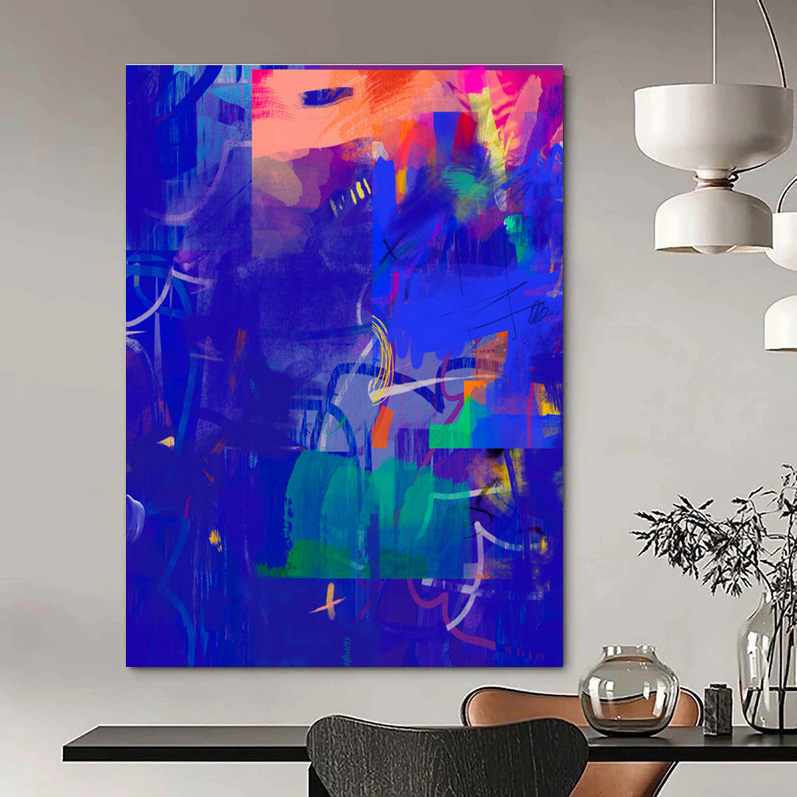 Blue - Hued Abstract Art for Rooftop Lounge & Night Sky Observation Deck DLZ0647