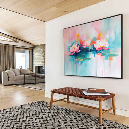 Pastel Water Lilies Art for Coastal Home Bathroom & Relaxing Tea House SC197
