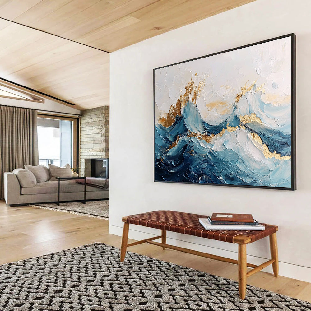Textured Wave with Gold Art for Luxury Beachfront Villa & High - End Spa SC101