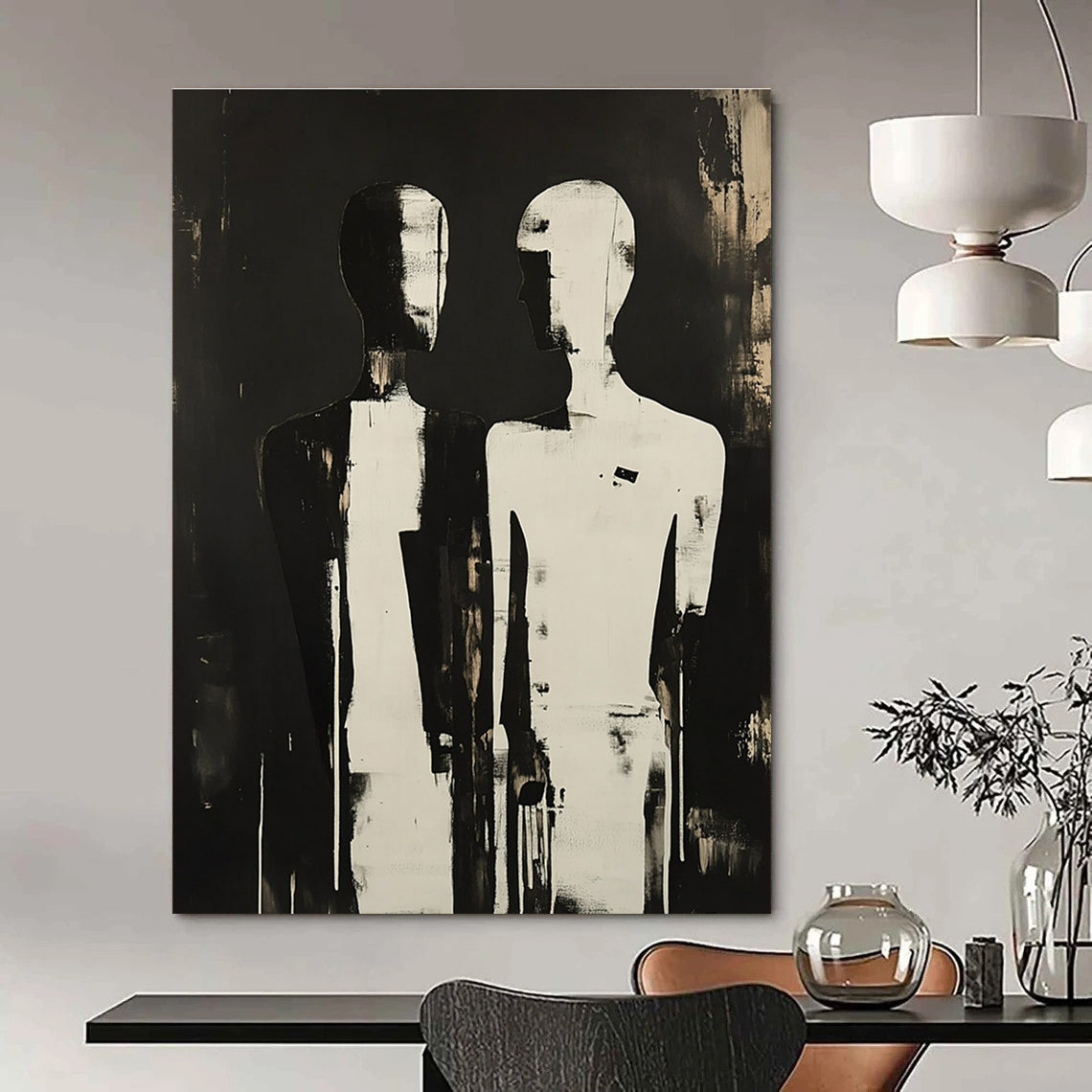 Silhouetted Figures in Black and White for Thoughtful Counseling Office & Avant - Garde Home STSC908