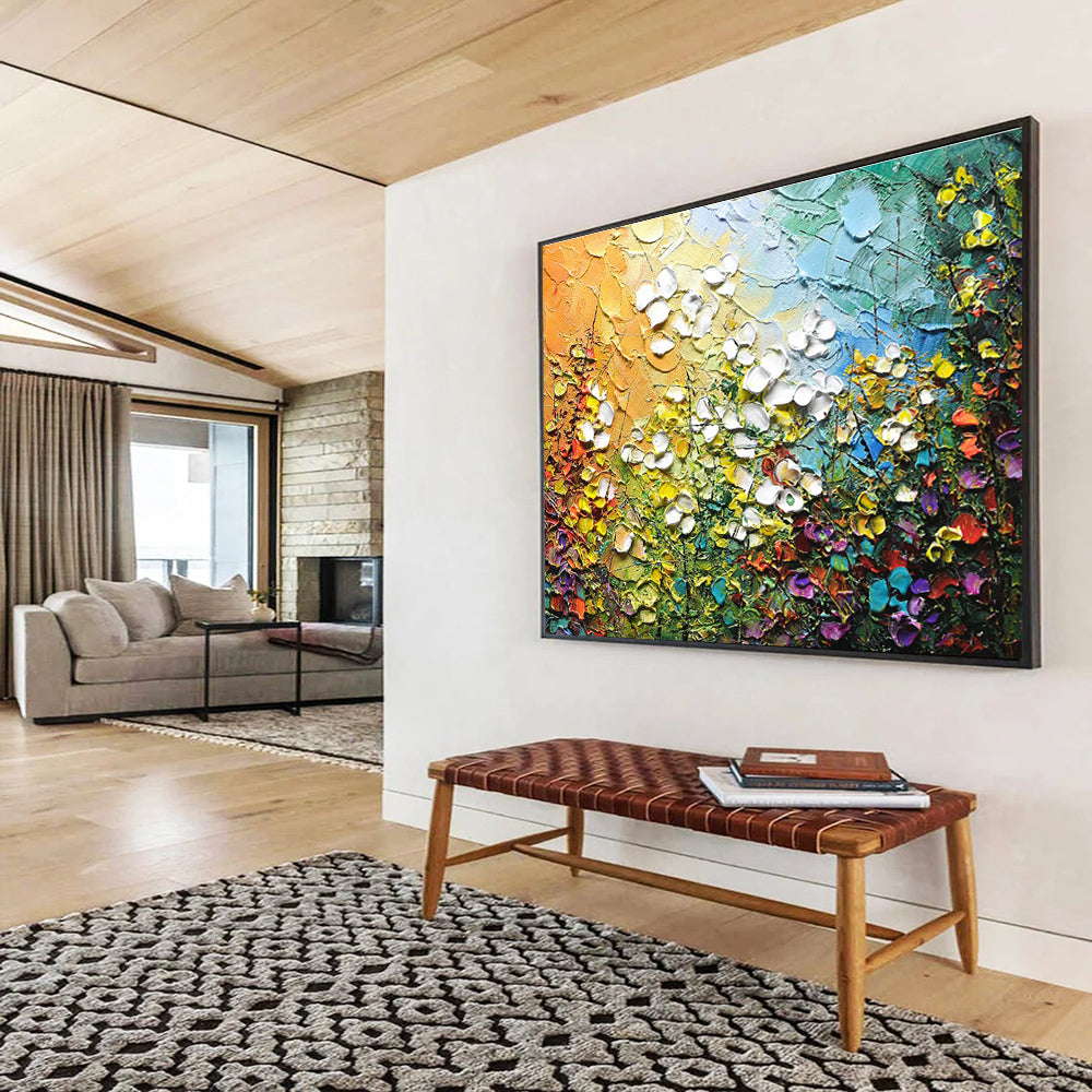 Textured Floral Oil Painting for Cheerful Sunroom DLZ2827