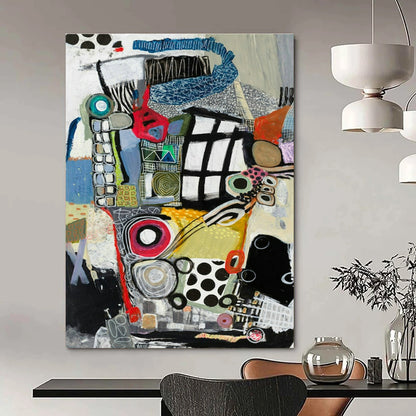 Mixed - Media Abstract Art for Bohemian Gallery & Eclectic Home Living Room DLZ2081