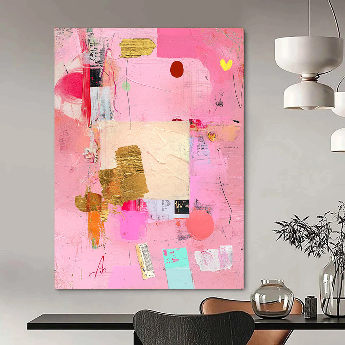 Pink Collage Abstract for Feminine - Inspired Boutique & Boho - Chic Home STSC748