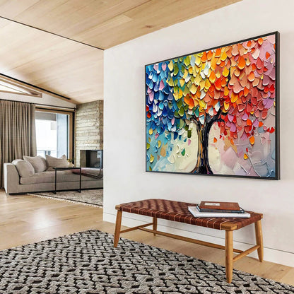 Colorful Tree Palette Knife Art for Modern Art Gallery Feature Walls DLZ3182