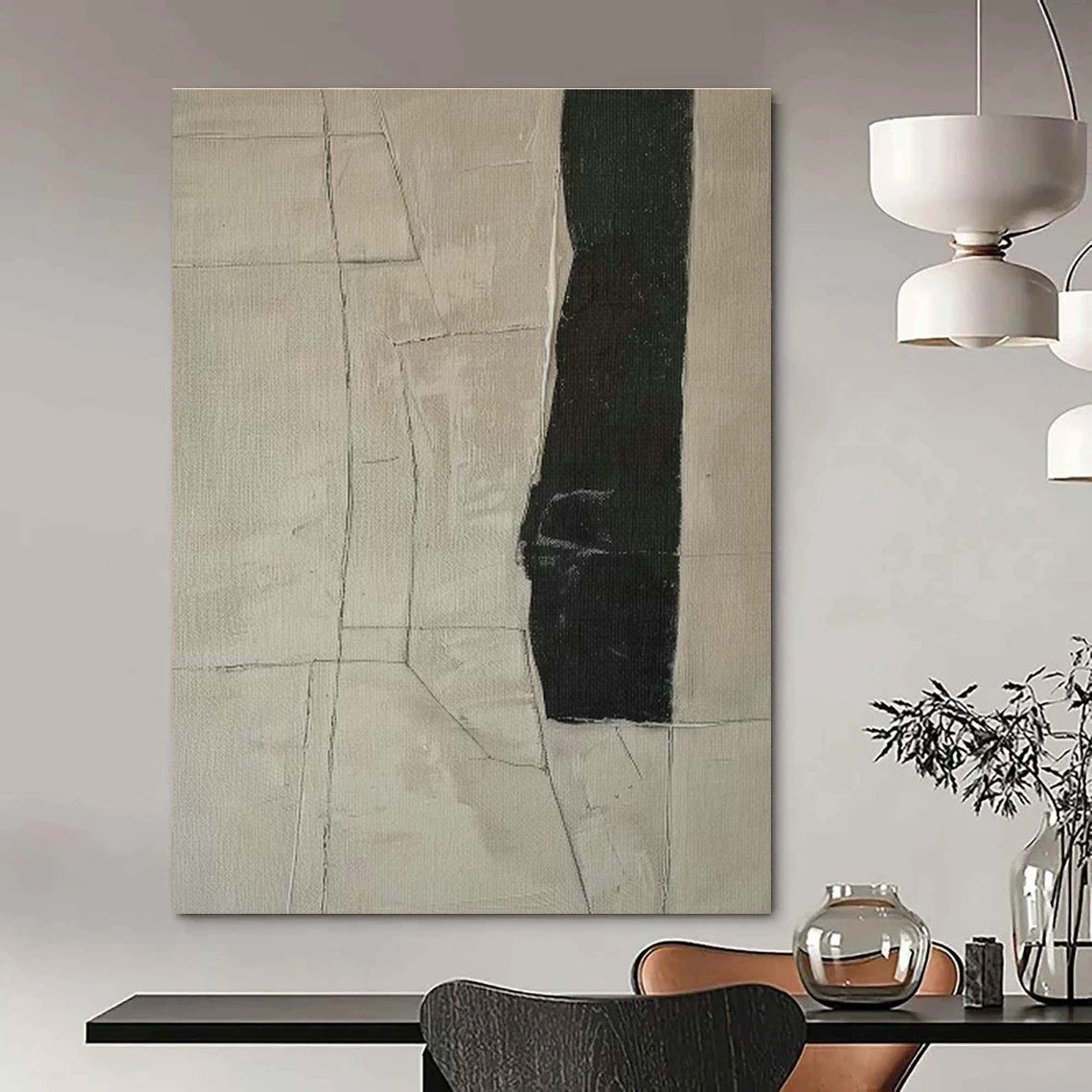 Grey - White Geometric Division Art for Office & Living Room DLZ0414