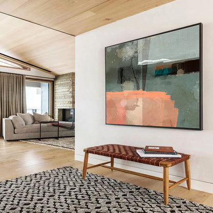 Gray - Orange Patchwork Abstract Art for Modern Hallways DLZ2459