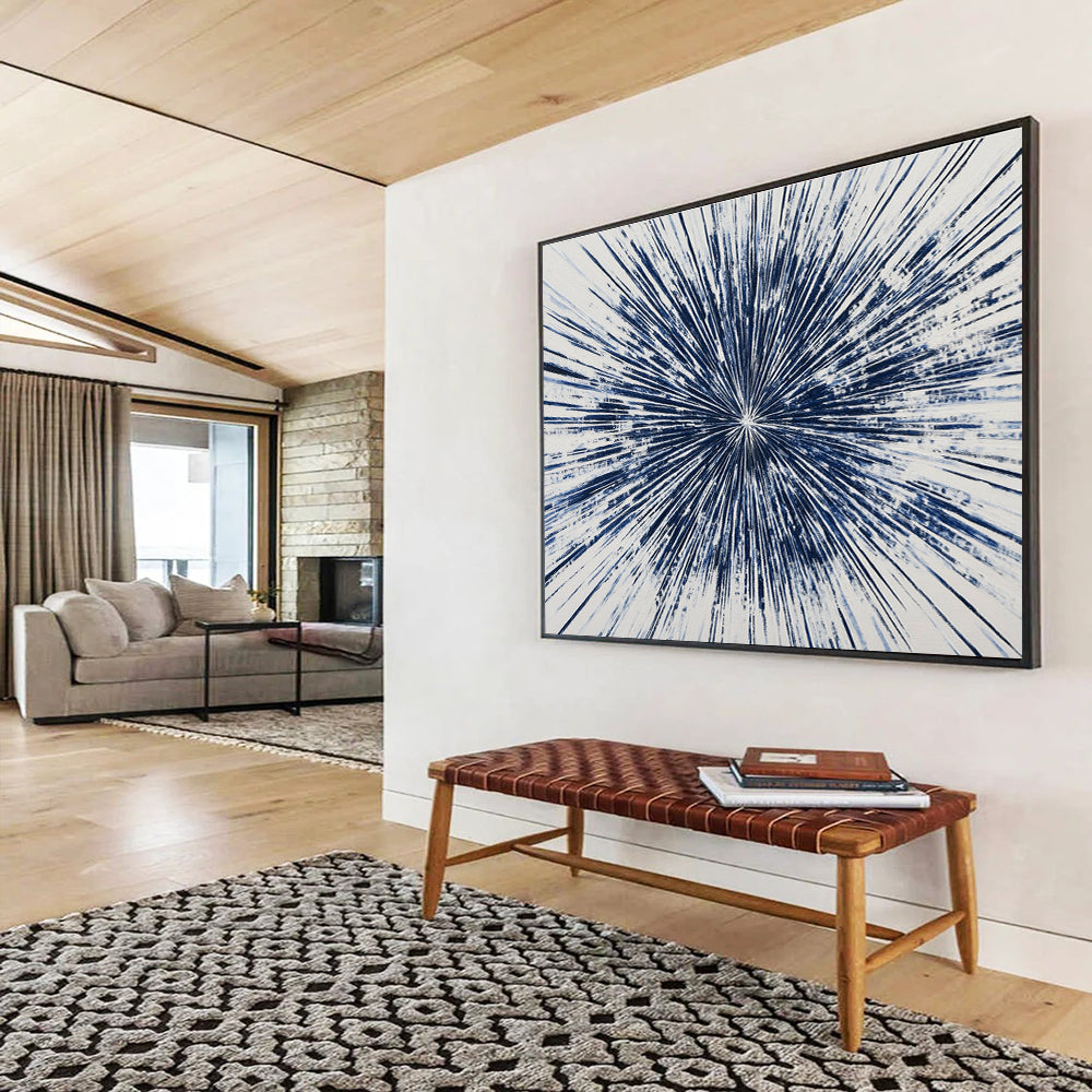 Blue Radial Burst Art for Modern Office Lobby & Art Gallery SC430