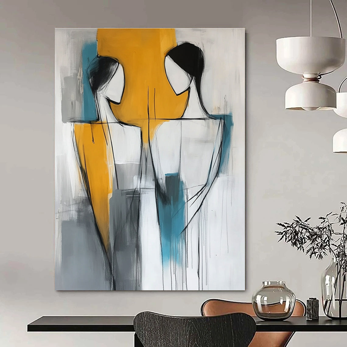 Abstract Figure Interaction Art for Modern Dance Studio & Art - Loving Home Living Room STSC135