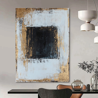 Black and Gold Square Abstract for Contemporary Gallery & Upscale Office STSC382