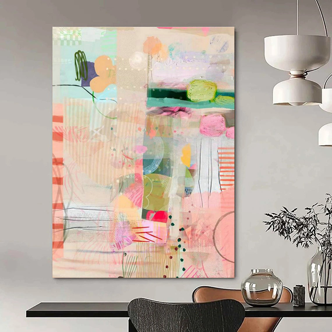 Fresh Collage Abstract Art for Modern Daycare Activity Rooms DLZ0088