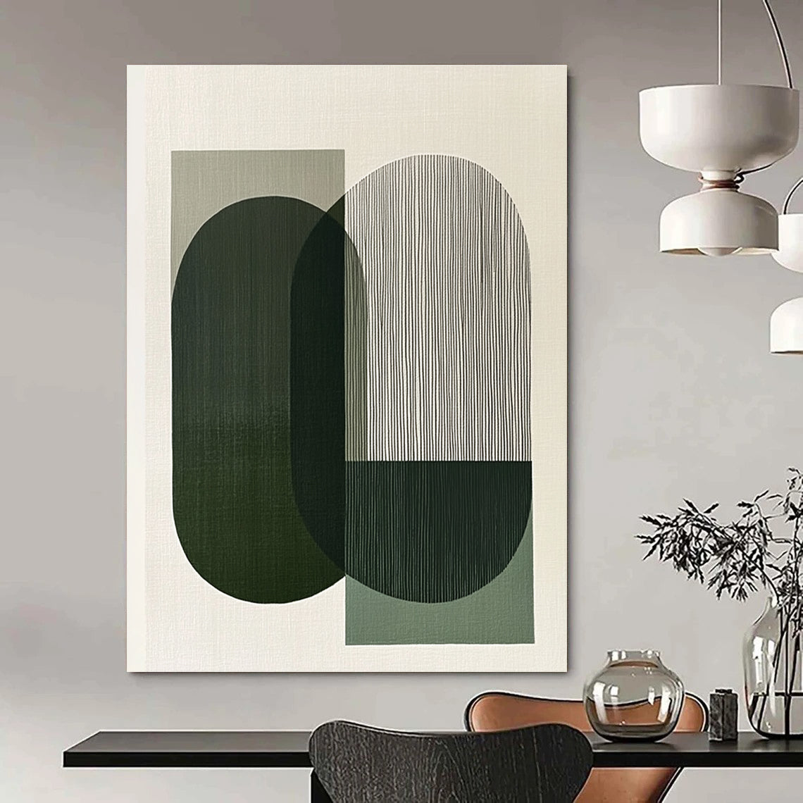 Green and Grey Geometric Shapes for Contemporary Office & Minimalist Living Room STSC1178