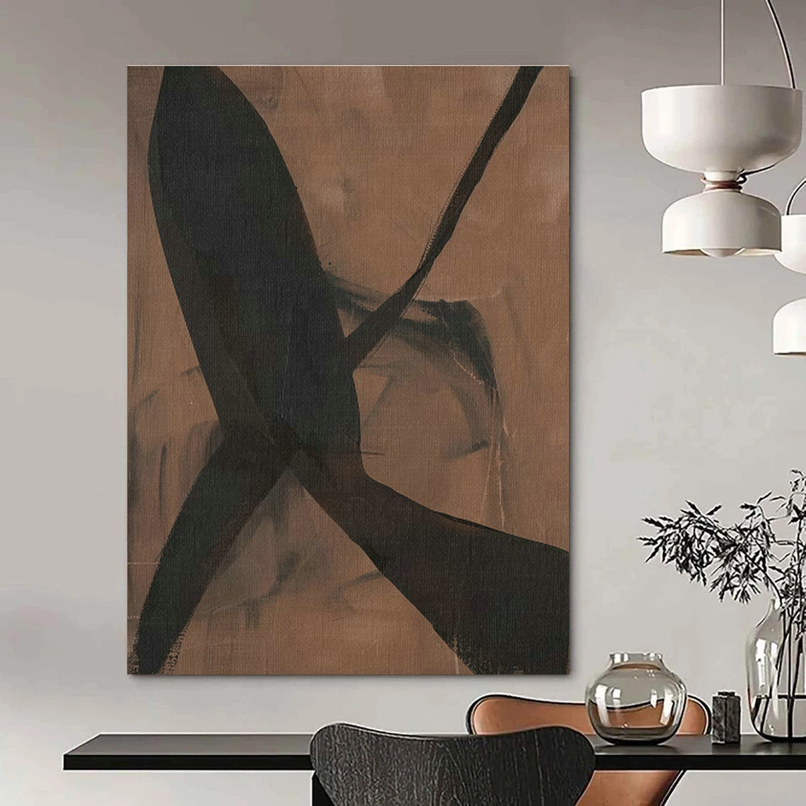 Brown - Based Black Pattern Art for Bedroom & Study DLZ0412