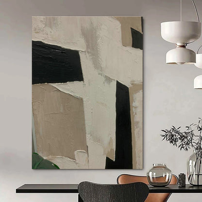 Beige - Black Geometric Art for Mid - Century Modern Home Hallways DLZ0189