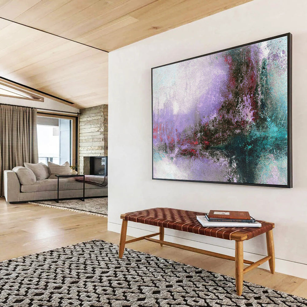 Purple - Green Hazy Abstract Art for Artistic Bedroom DLZ2764
