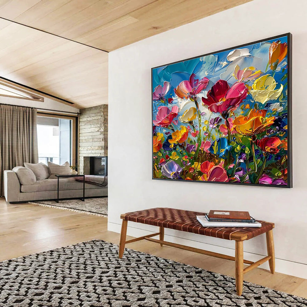 Colorful Flower Oil Painting for Bohemian - Style Garden Party Venues DLZ3178
