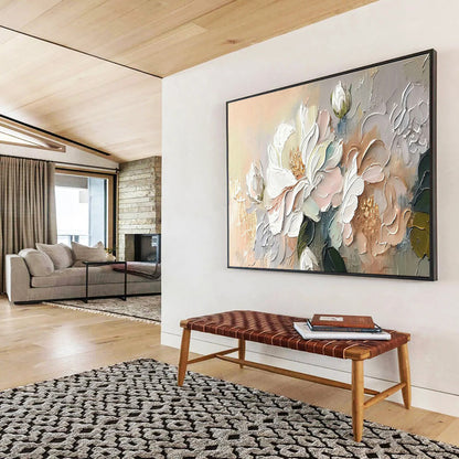 Pastel Flower Relief Art for Charming Cottage - Style Breakfast Nooks DLZ3097