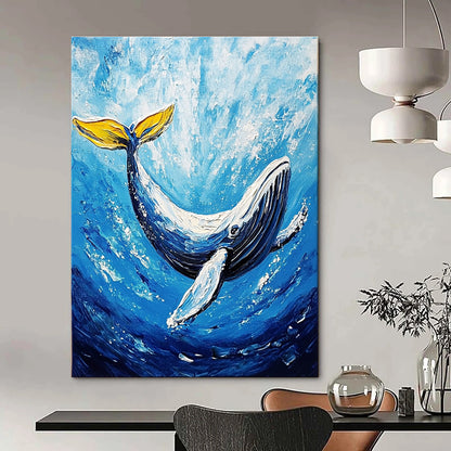 Blue Whale in Ocean Art for Coastal Home Playroom & Marine Biology Classroom STSC1052