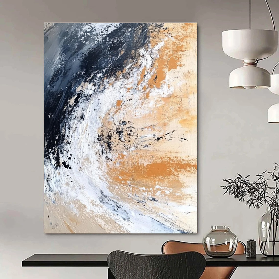 Earth - Toned Abstract Wave for Industrial - Chic Home & Minimalist Art Space STSC555