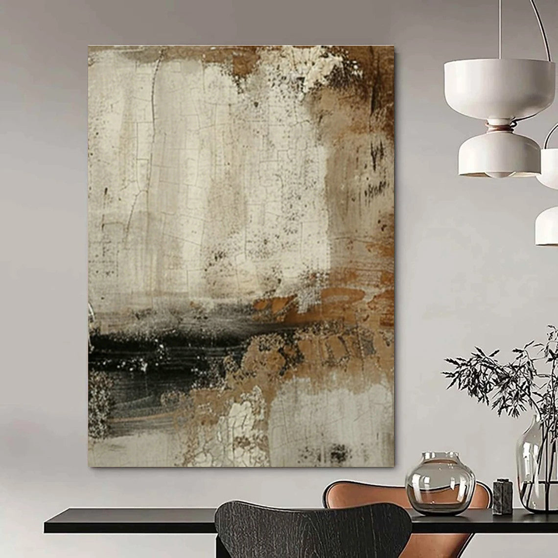 Crackled Neutral Abstract for Bohemian Art Gallery Café & Vintage - Inspired Home Office DLZ0873