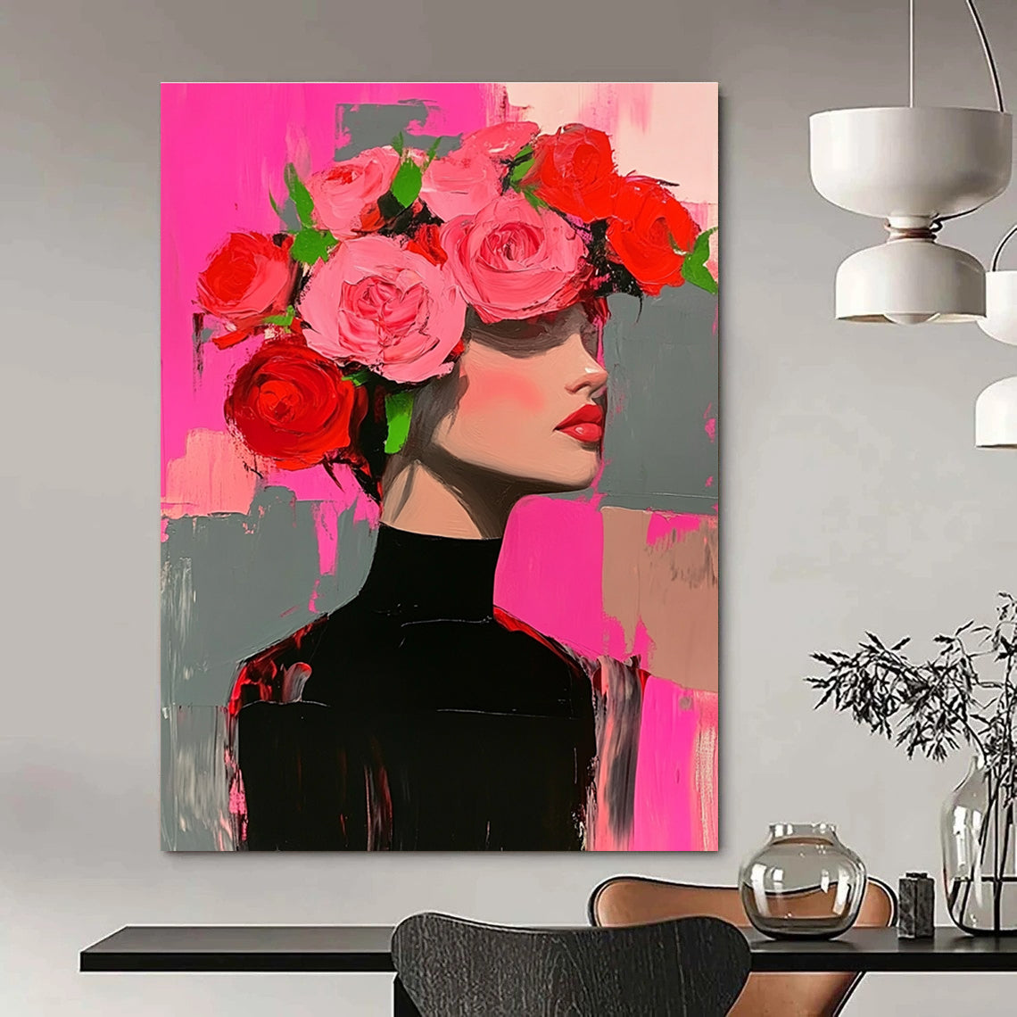 Floral - Headed Woman Art for Fashion Boutique & Art - Loving Living Room STSC1392