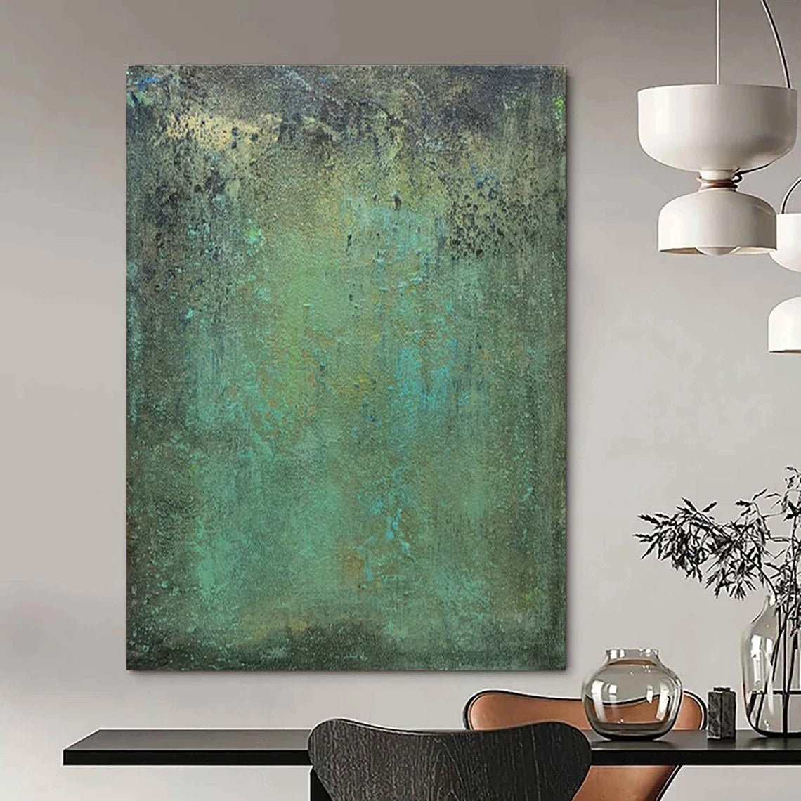 Teal - Green Textured Art for Nature - Themed Library & Outdoor - Inspired Café DLZ1487