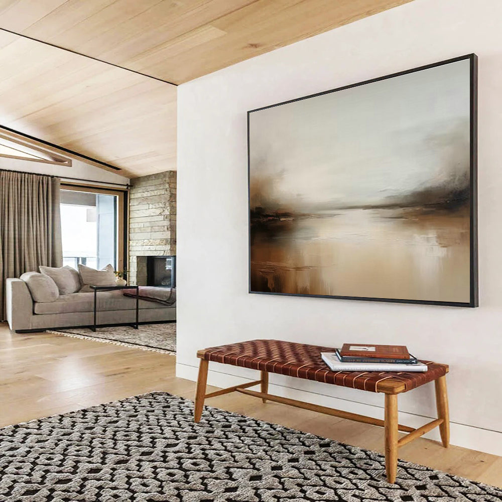 Soothing Warm - Brown River Abstract Art for Cozy Study Focus DLZ2705