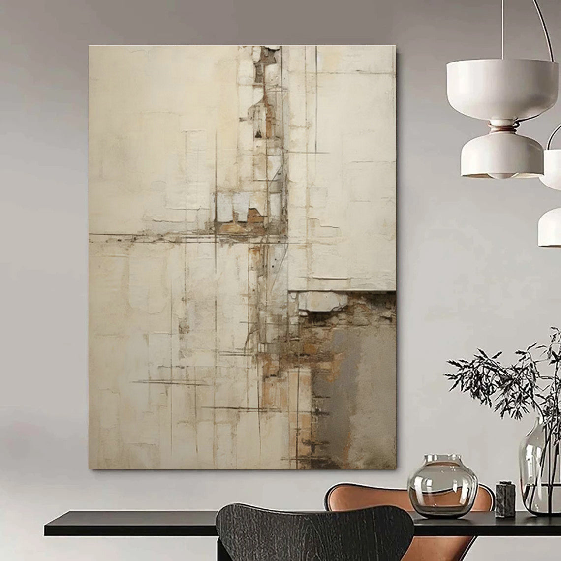 Distressed - Line Abstract Art for Warehouse - Style Home & Artistic Studio Space DLZ1326