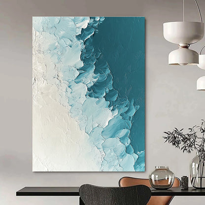 Blue and White Textured Abstract for Coastal Bedroom & Minimalist Art Gallery STSC311