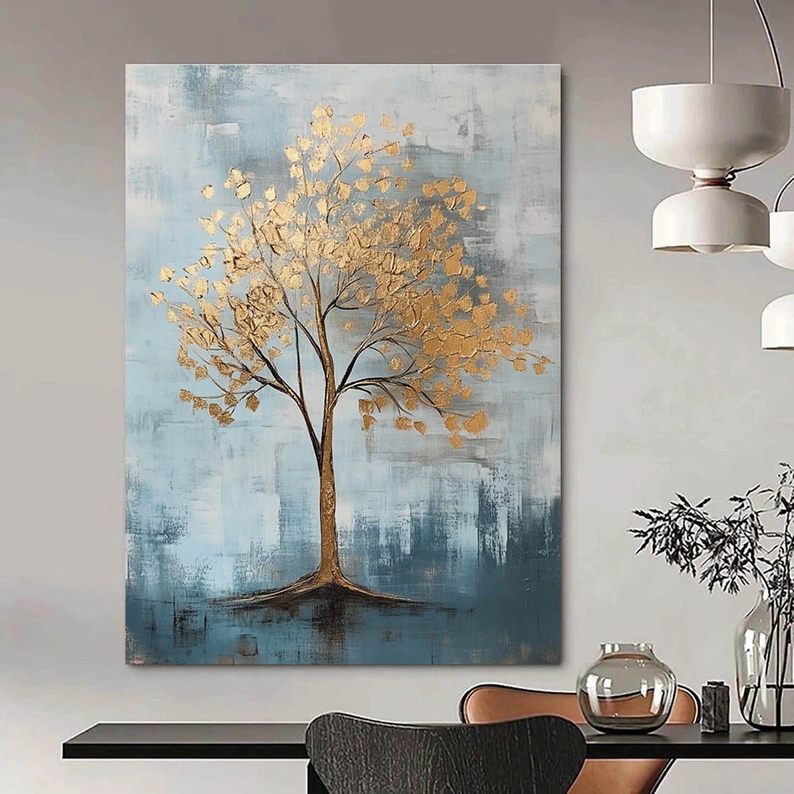 Golden Tree Abstract for Art - Loving Living Room & Wellness Center STSC838