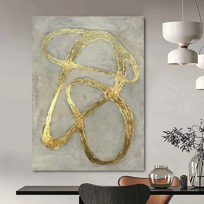 Abstract Gold Ribbon Wall Art for Living Room & Office DLZ2000