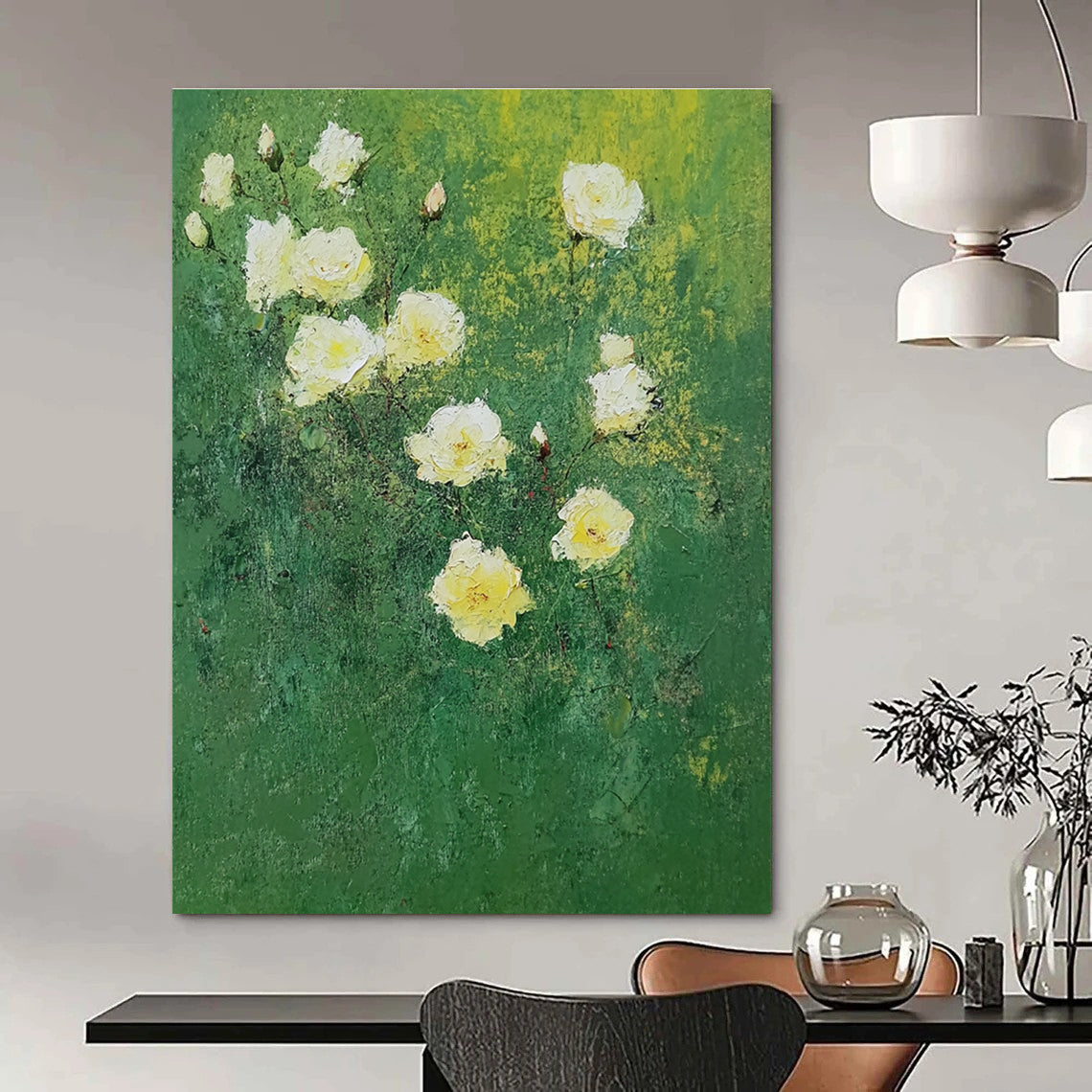 Yellow Roses on Green for Garden - Inspired Café & Cottage Bedroom STSC1152