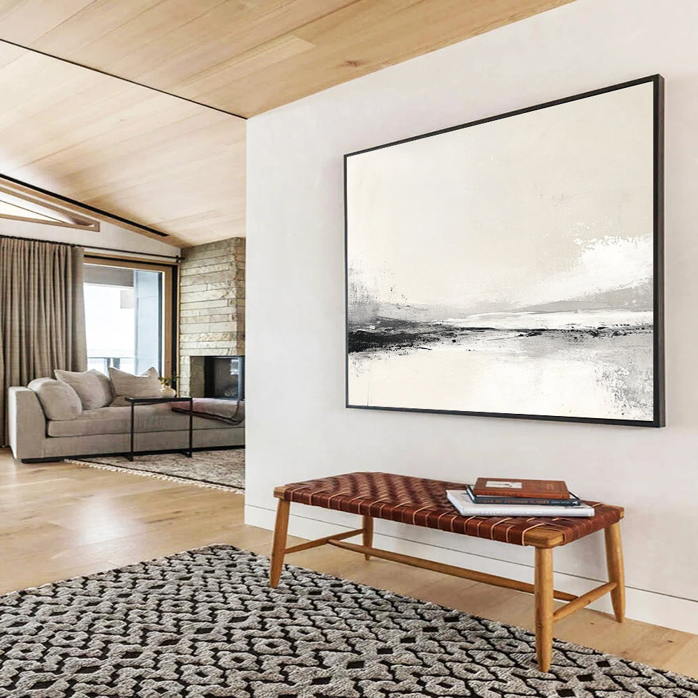 Monochrome Beach Scene Art for Coastal Home Library & Minimalist Beach House SC095