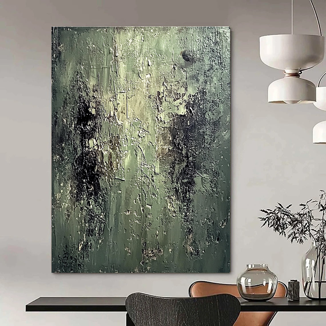 Textured Green Abstract for Industrial - Chic Loft & Artistic Studio STSC587